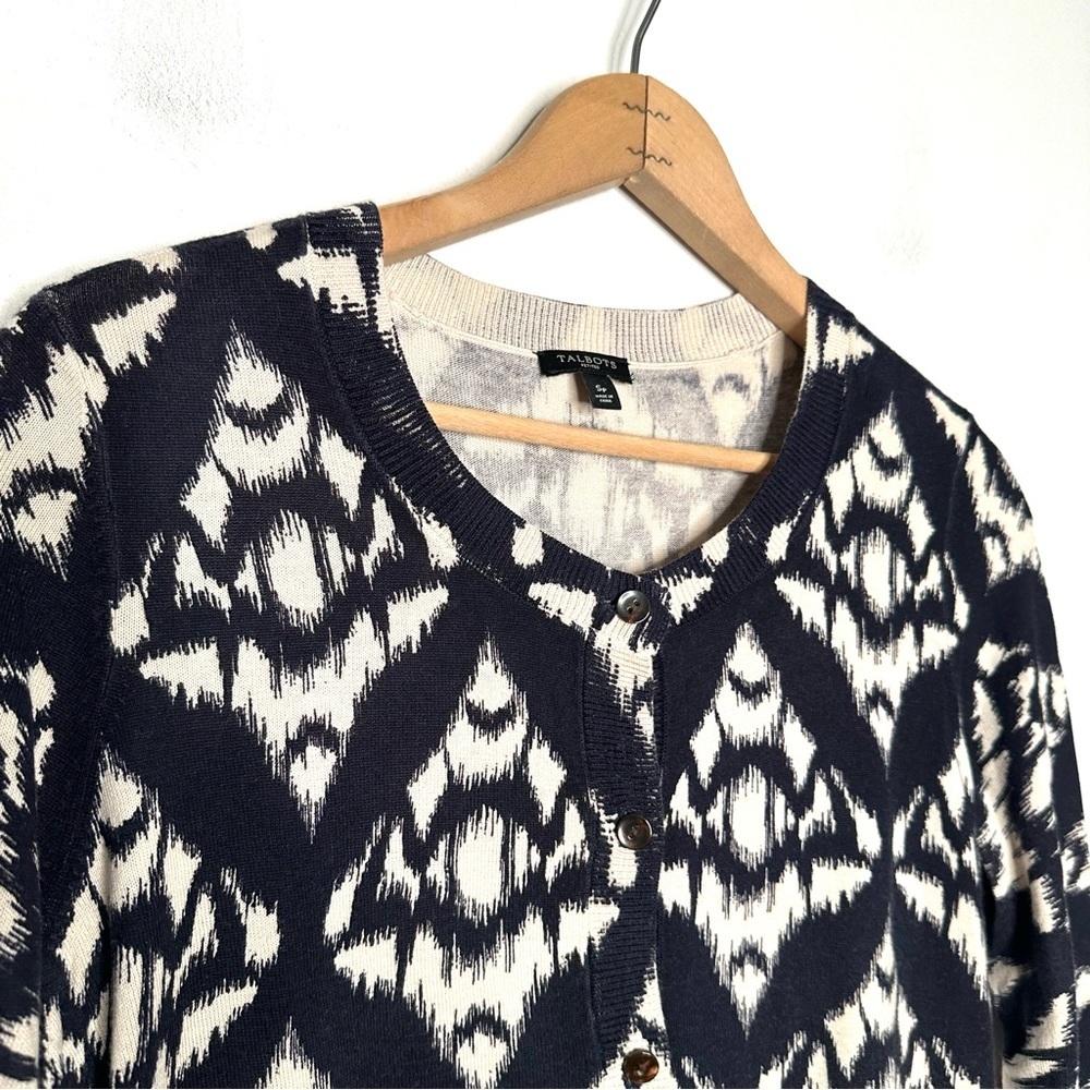 Talbots | Blue Patterned Button Down Cardigan Swe… - image 3